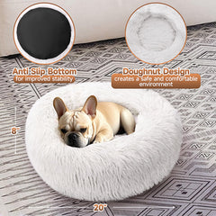 KXK donut bed anti-slip bottom keeps pets steady on floors.