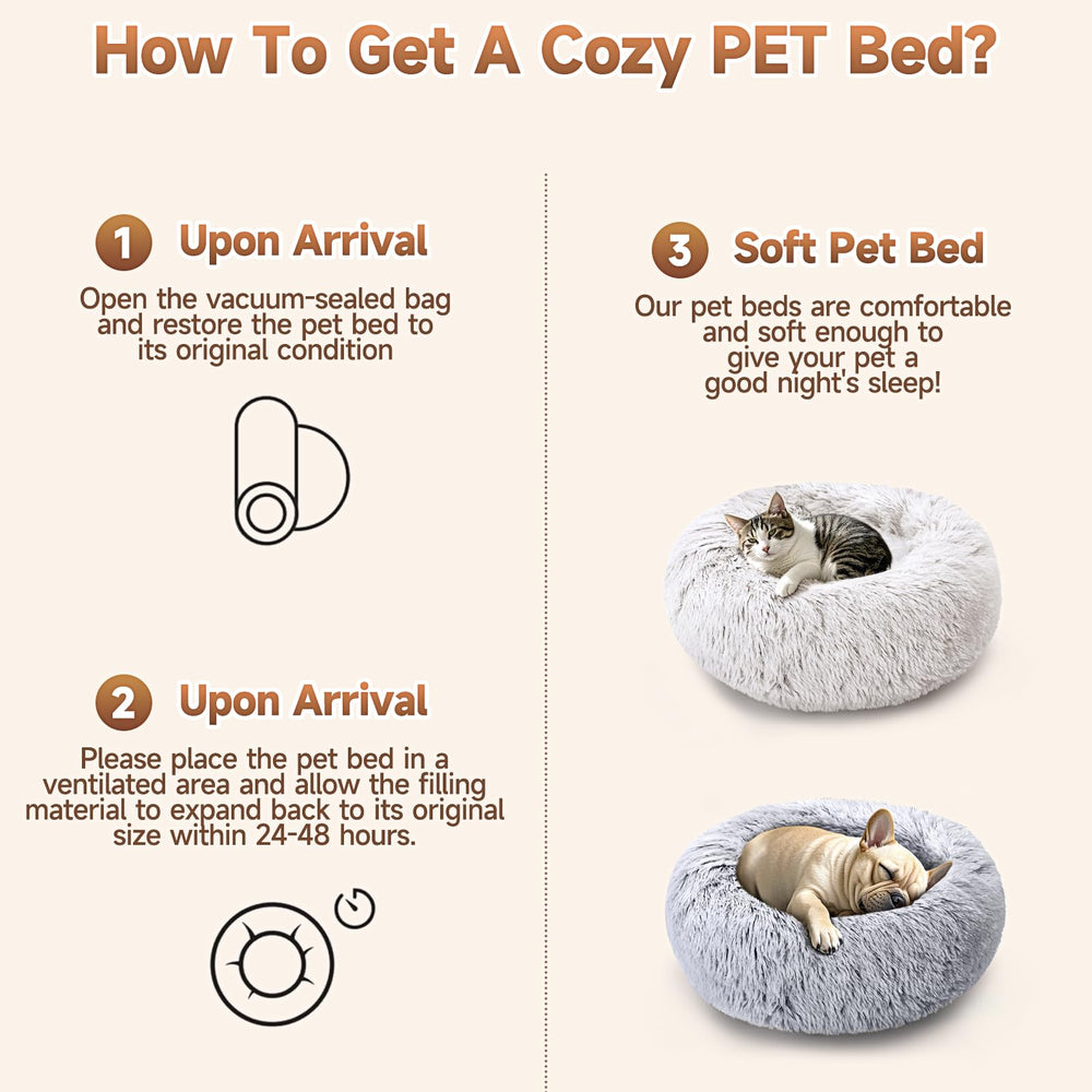 KXK donut bed placed in car seat for travel-friendly pet comfort.