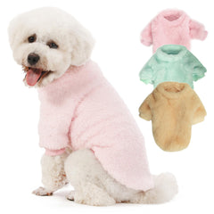 Kyaringtso dog sweater in Lt Pink on a small dog for cozy warmth