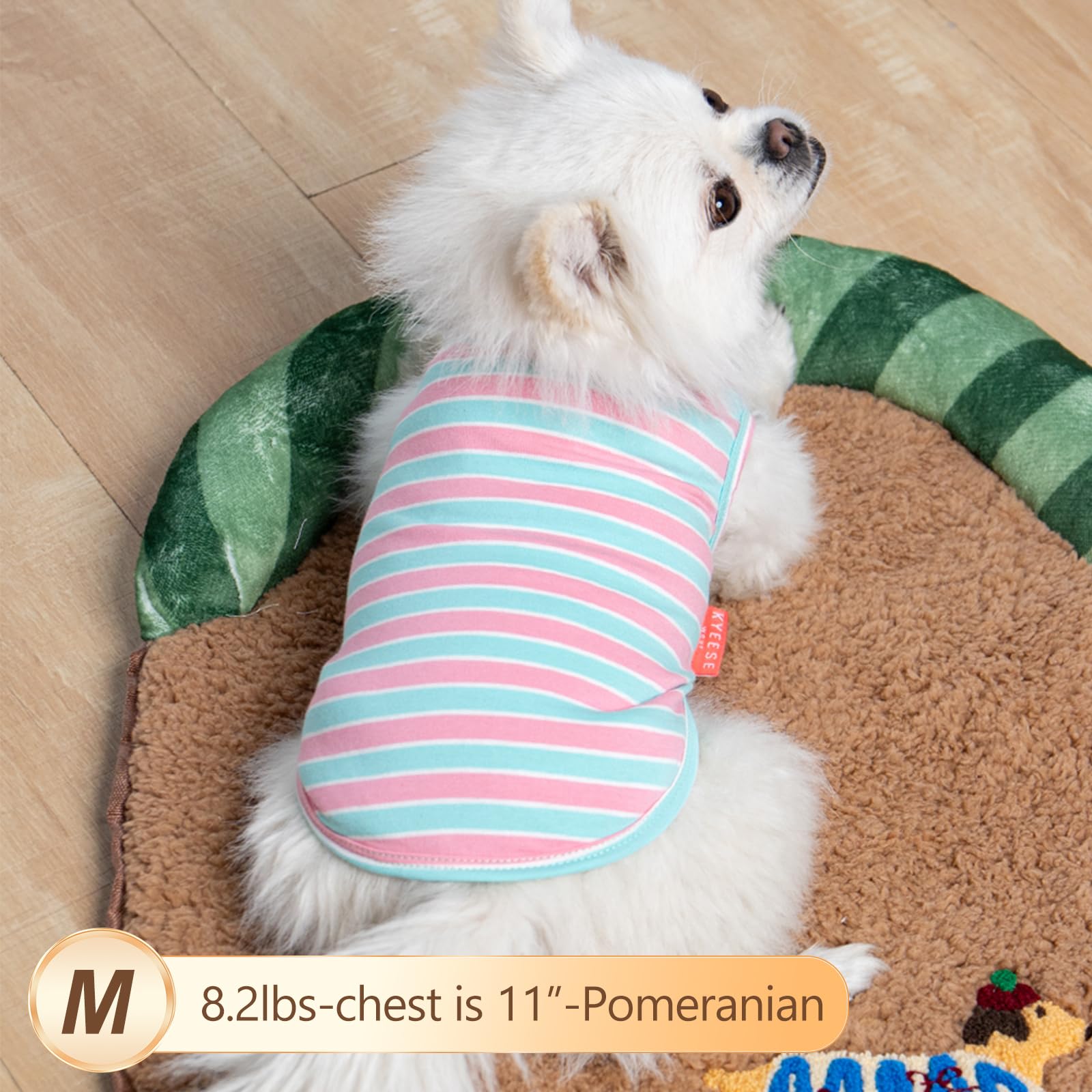 KYEESE 2pack dog shirts stripe fabric closeup highlights soft cotton comfort