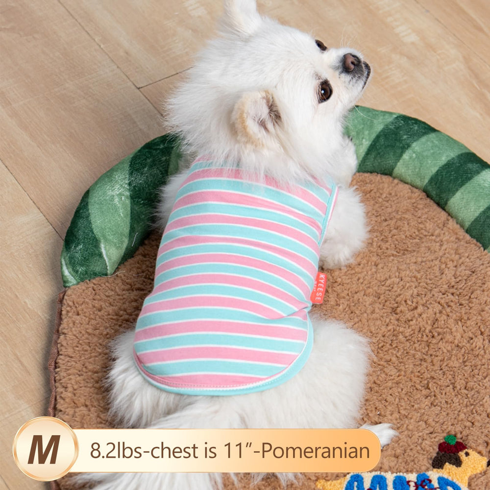 KYEESE 2pack dog shirts stripe fabric closeup highlights soft cotton comfort