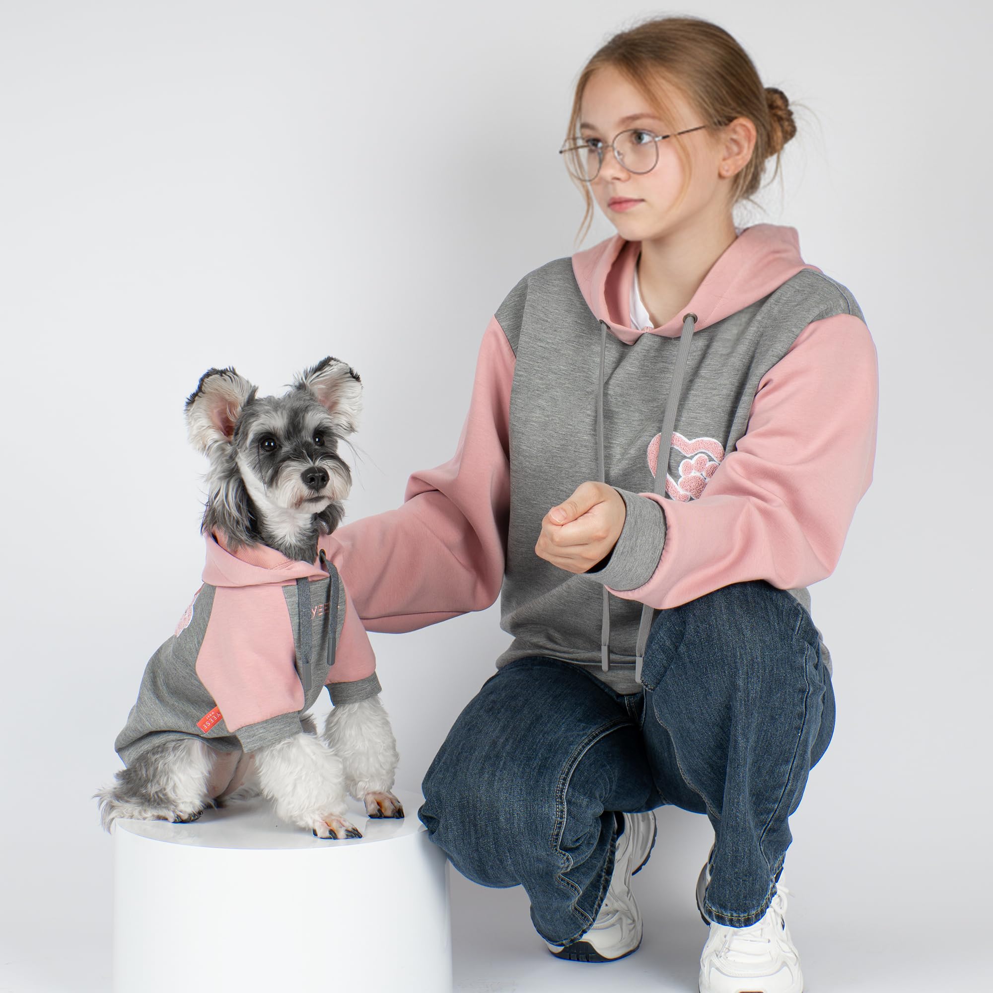 kyee-dog-hoodie-on-dog-wearing during a casual walk