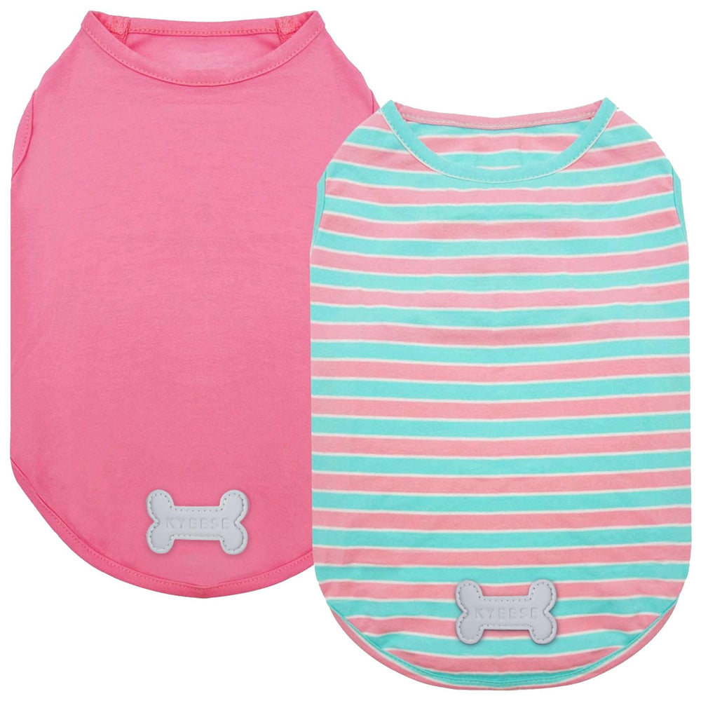 KYEESE dog shirts stripe pink front view lightweight stylish wear for small dogs
