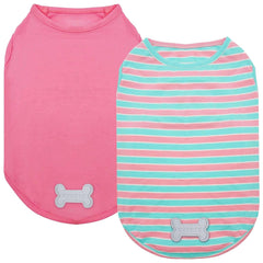 KYEESE dog shirts stripe pink front view lightweight stylish wear for small dogs