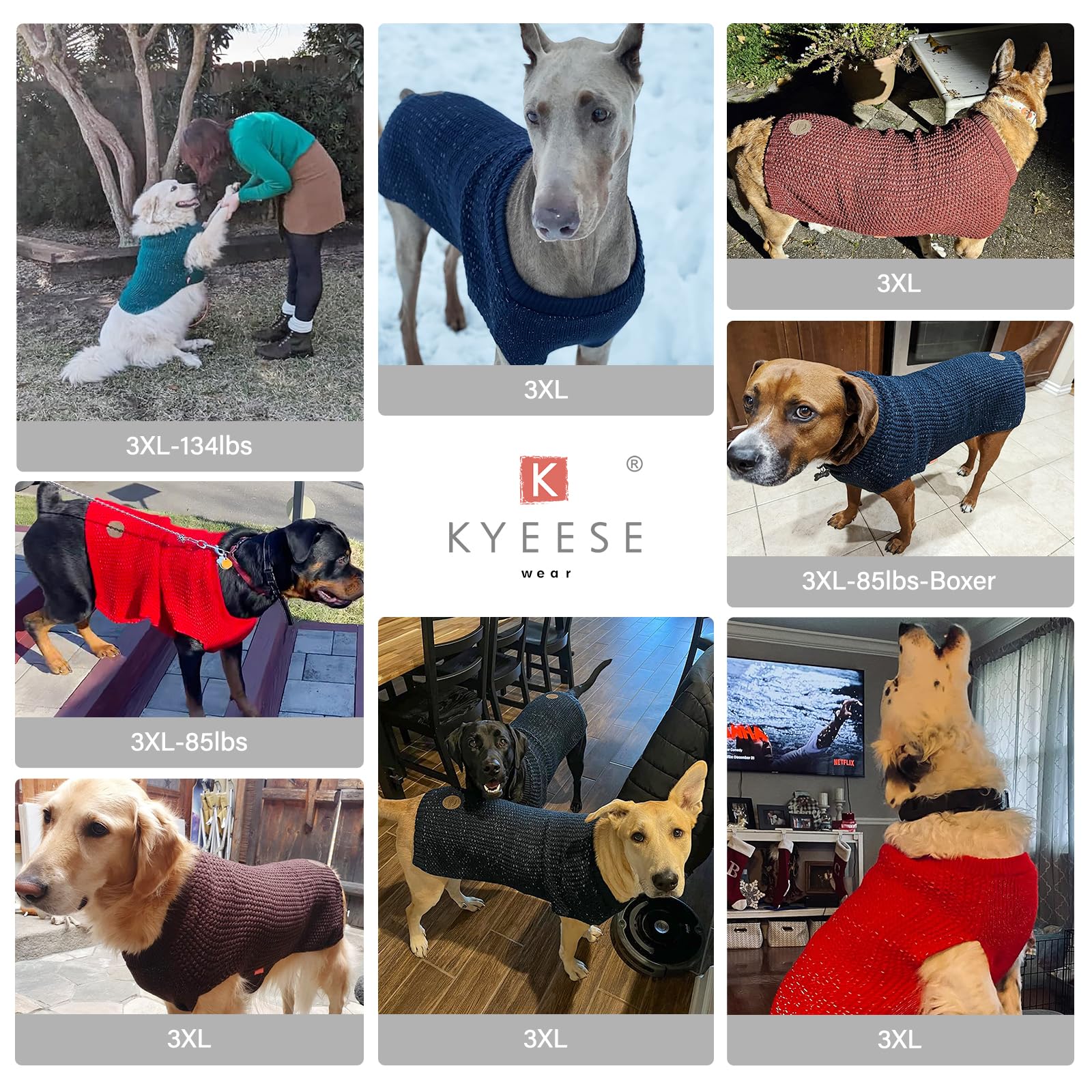 KYEESE dog model wearing sweater showing snug, comfortable fit