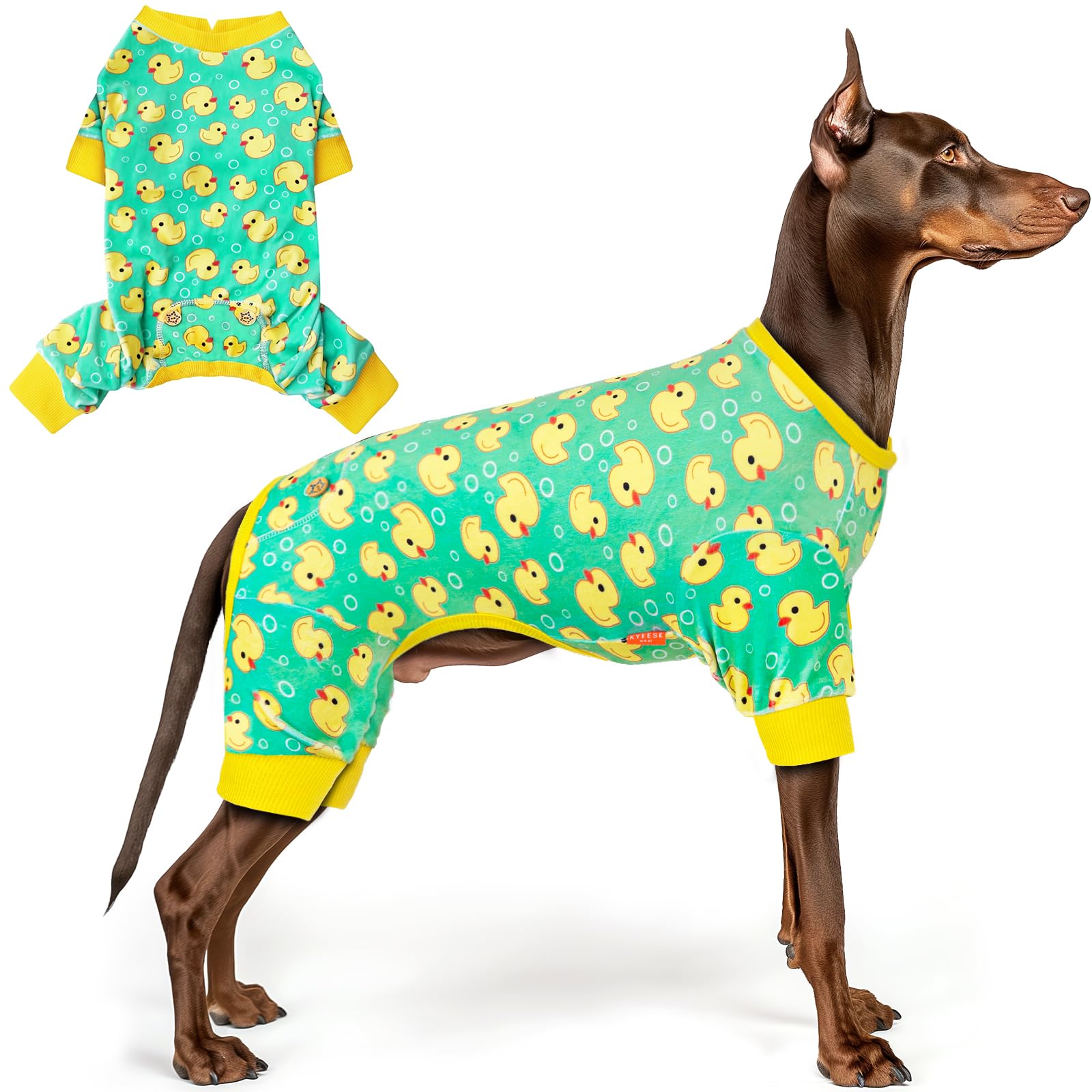 KYEESE dog pajamas yellow ducks pattern with cozy pullover design for easy dressing