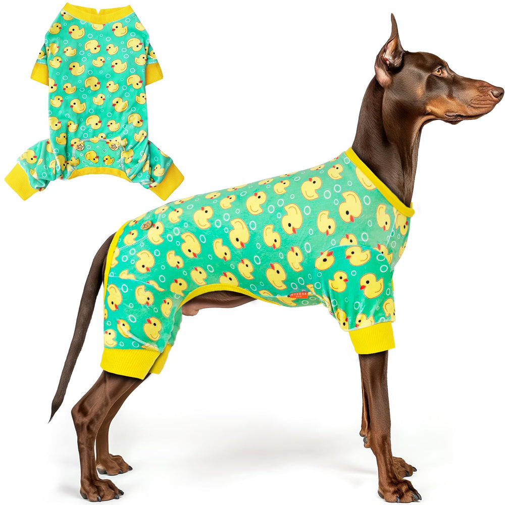 KYEESE dog pajamas yellow ducks pattern with cozy pullover design for easy dressing