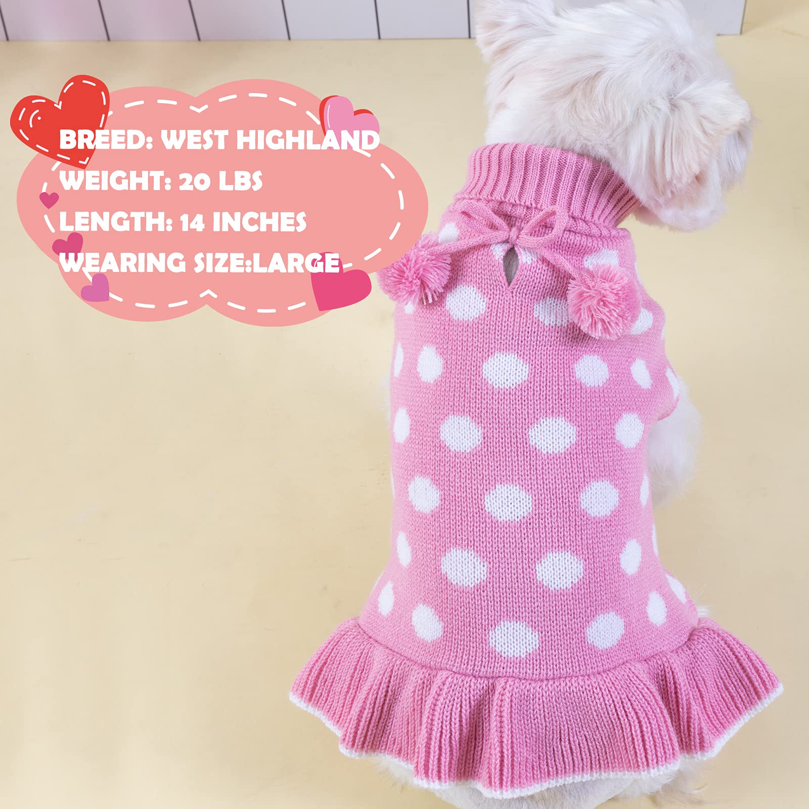KYEESE dog sweater dress on small dog demonstrating playful fit