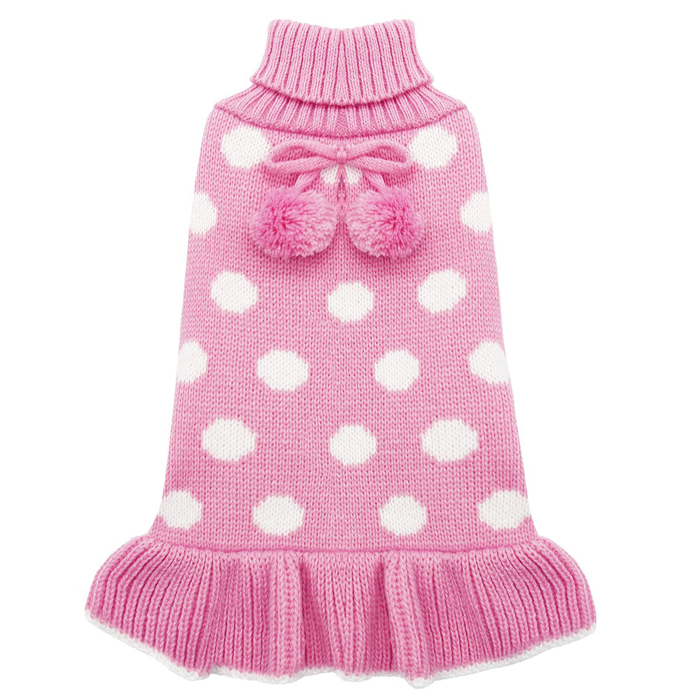 KYEESE dog sweater pink turtleneck front view for warm, fashionable wear