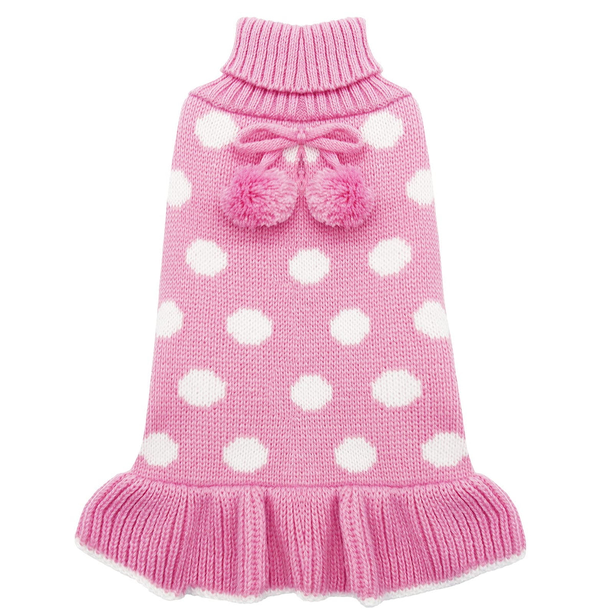 KYEESE dog sweater pink turtleneck front view for warm, fashionable wear