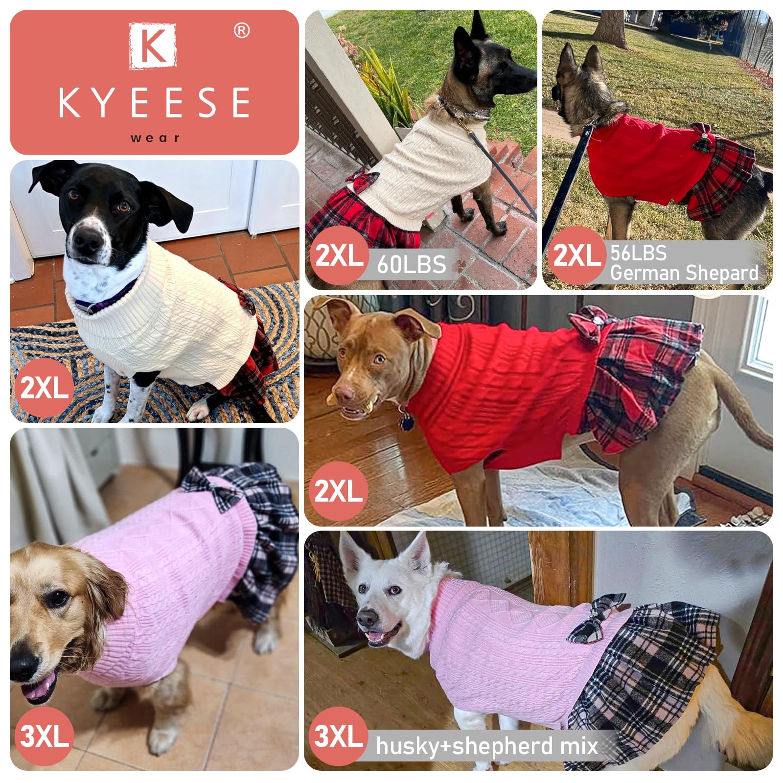 KYEESE dog sweater pink XXXL machine-washable and durable for cleaning