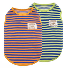 KYEESE 2Pack dog shirts striped orange-green front-on dog for breathable comfort