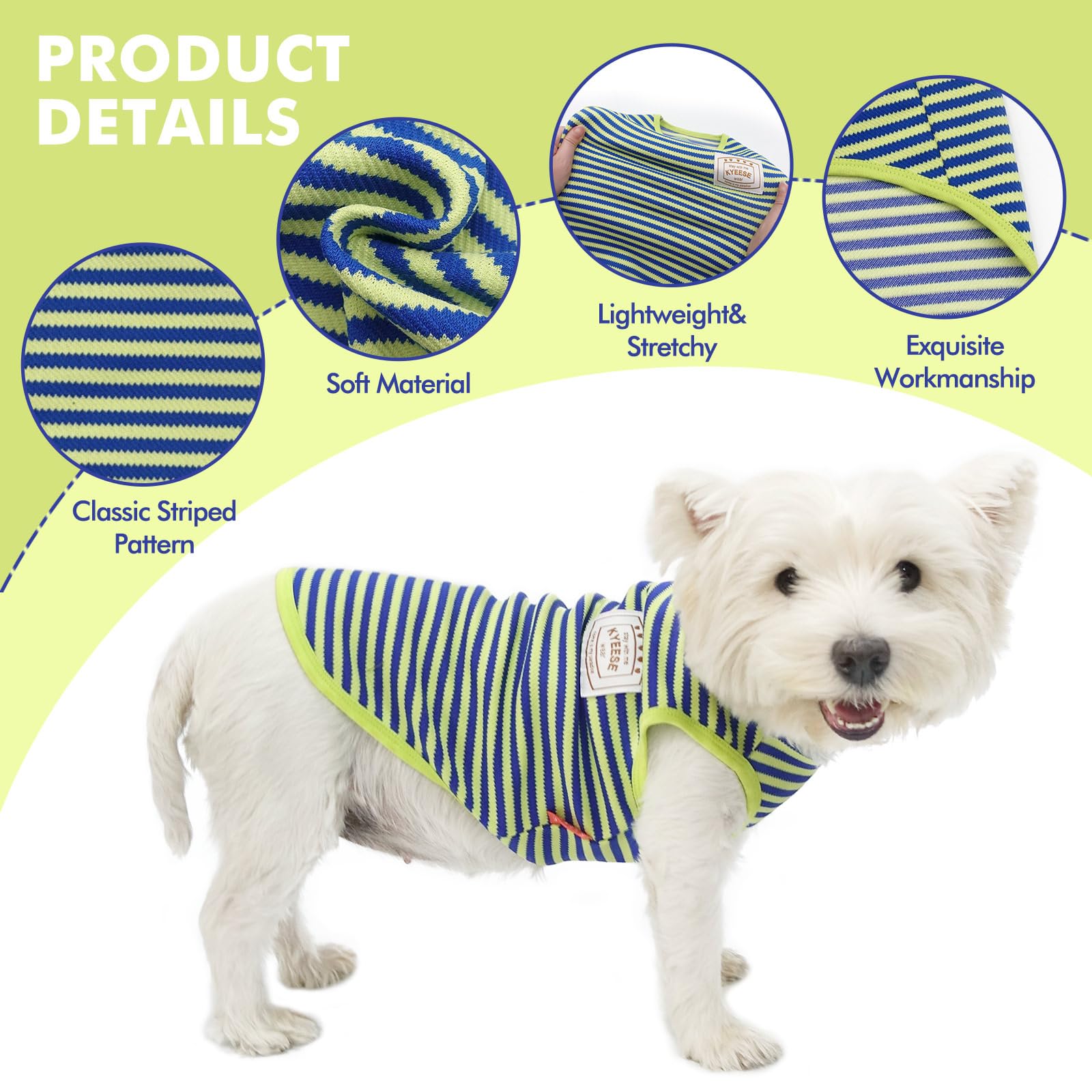 KYEESE 2Pack dog shirts striped orange-green wash-durability for easy care