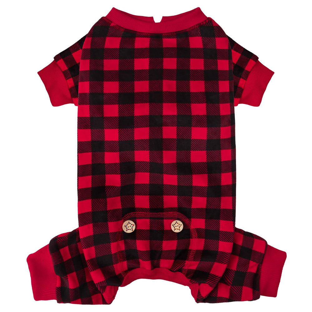 KYEESE Christmas dog pajamas in red buffalo check keep small dogs warm during celebrations