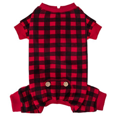 KYEESE Christmas dog pajamas in red buffalo check keep small dogs warm during celebrations