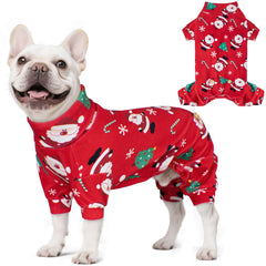 KYEESE Christmas dog pajamas Santa pattern for festive family photos and cozy wear.