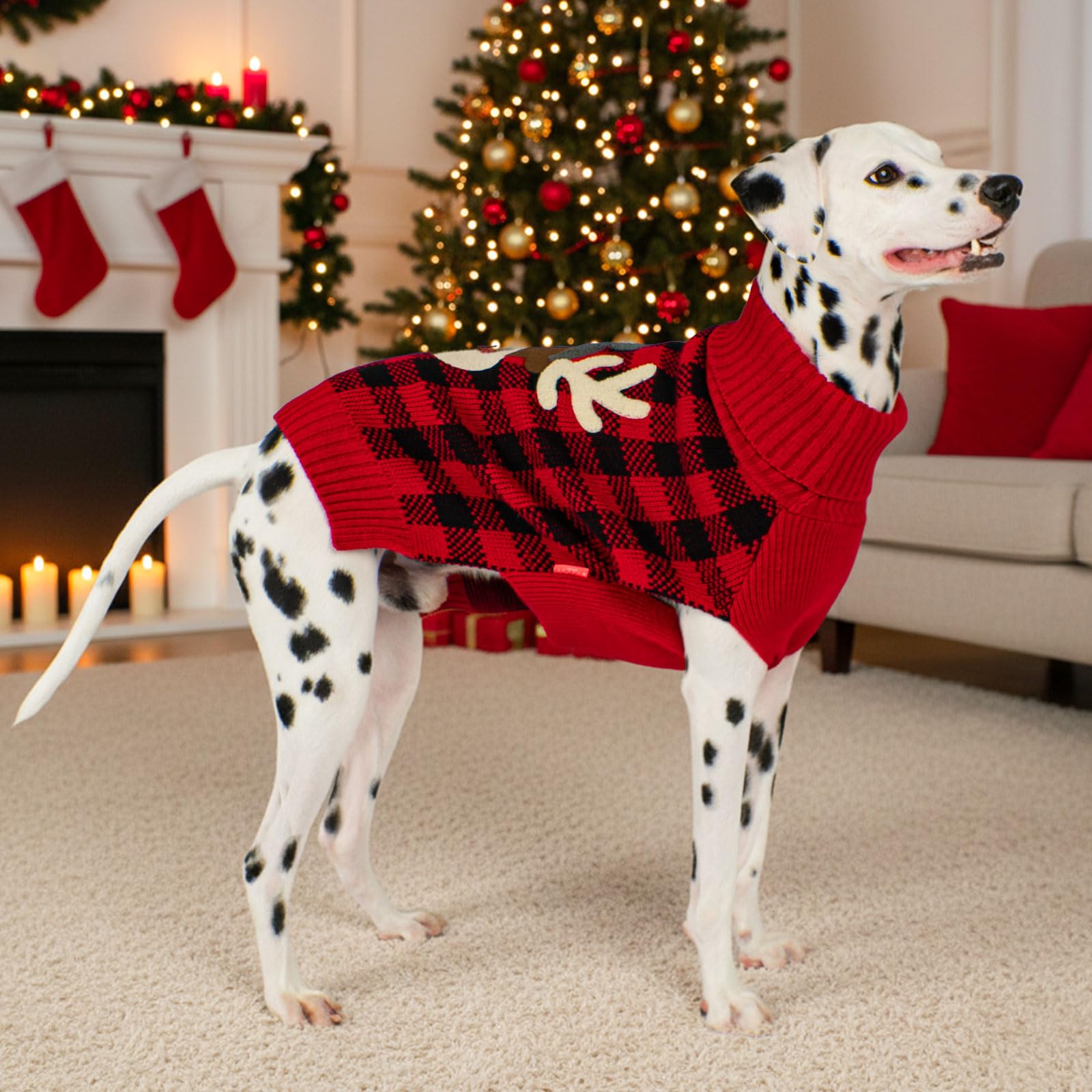 KYEESE dog Christmas sweater sleeveless design allows free movement during play.