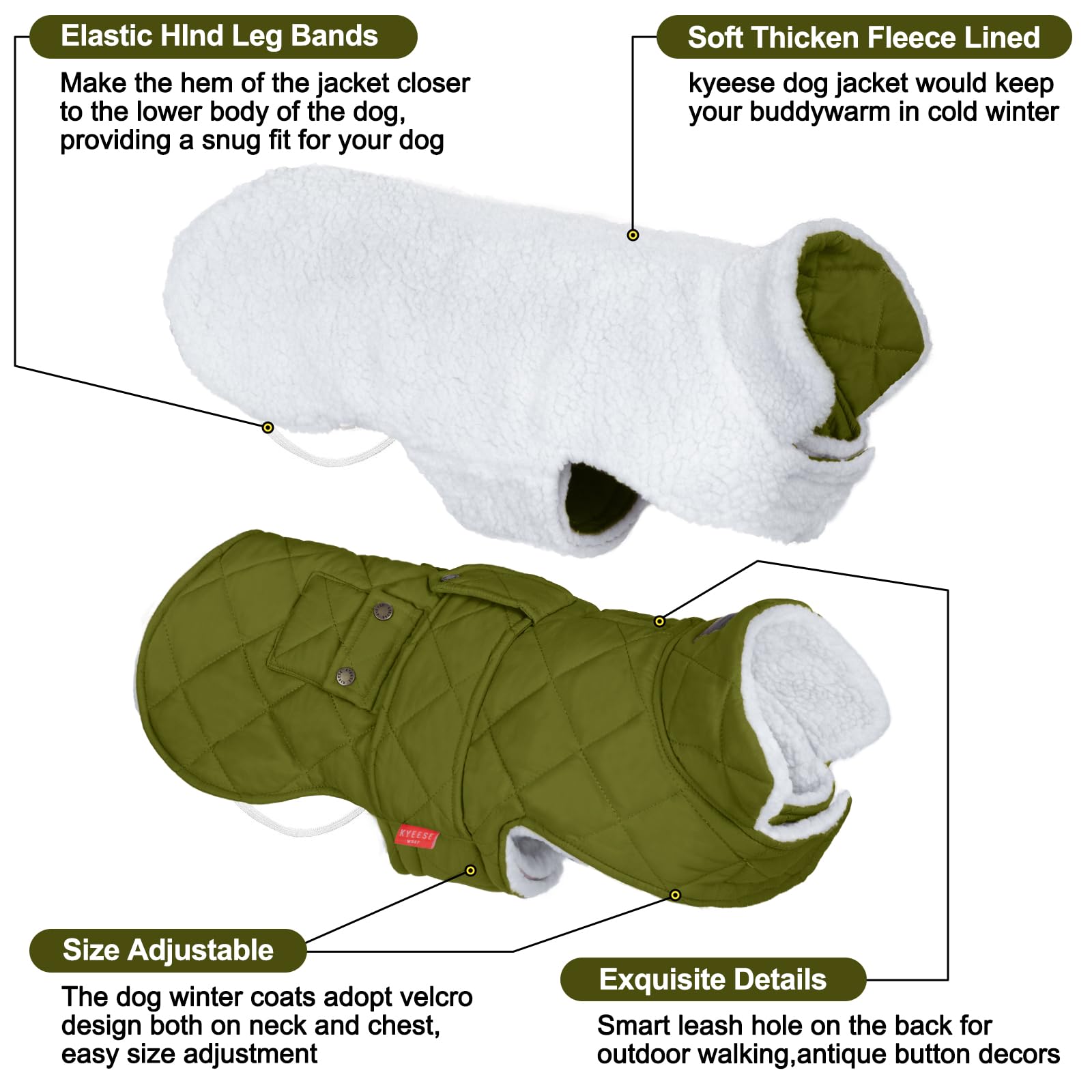 KYEESE adjustable Velcro neck and chest for secure fit.