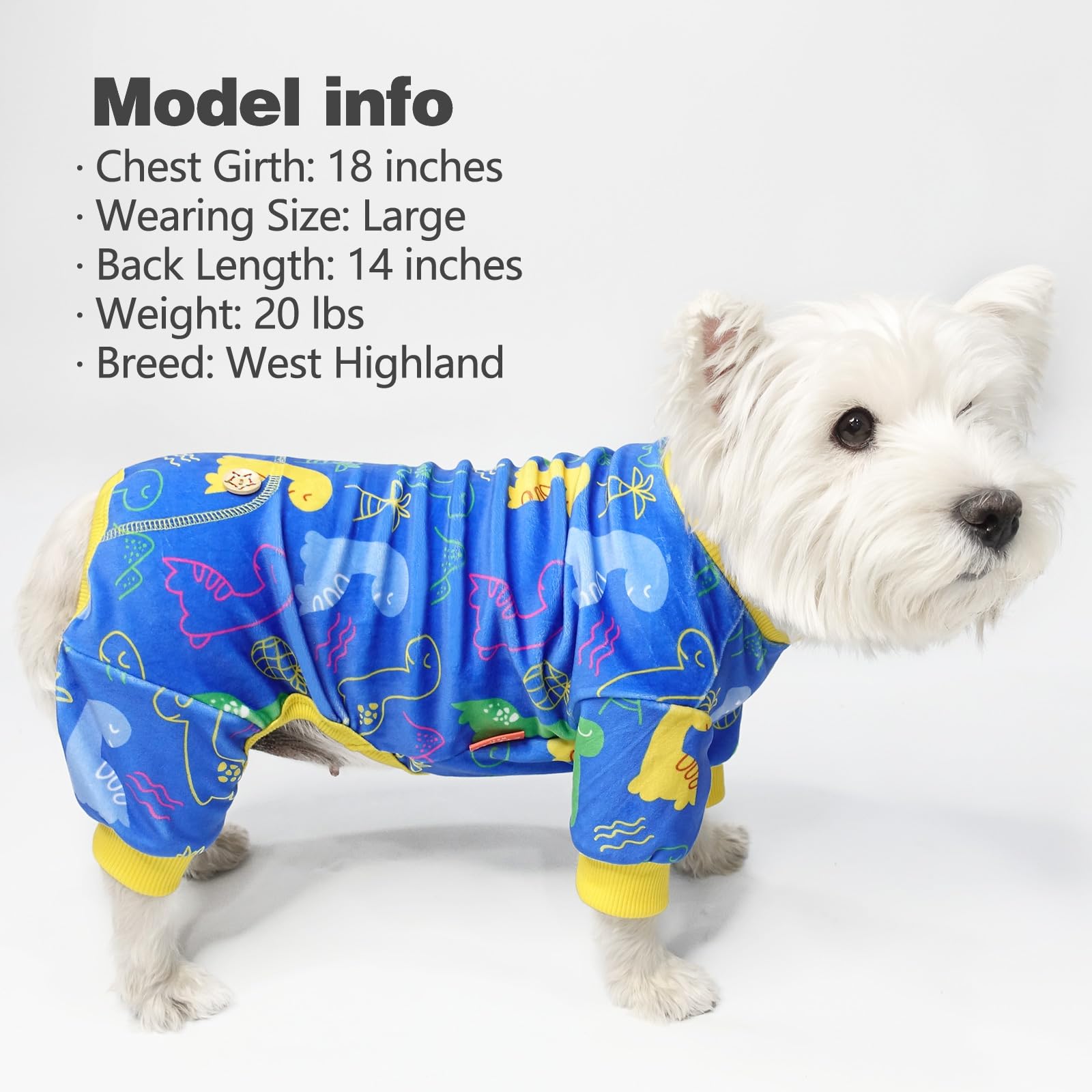KYEESE dog pajamas belly-cut for easy potty breaks.
