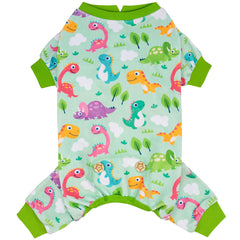 kyeeese dog pajamas colorful dinosaurs front view provides comfy daily wear