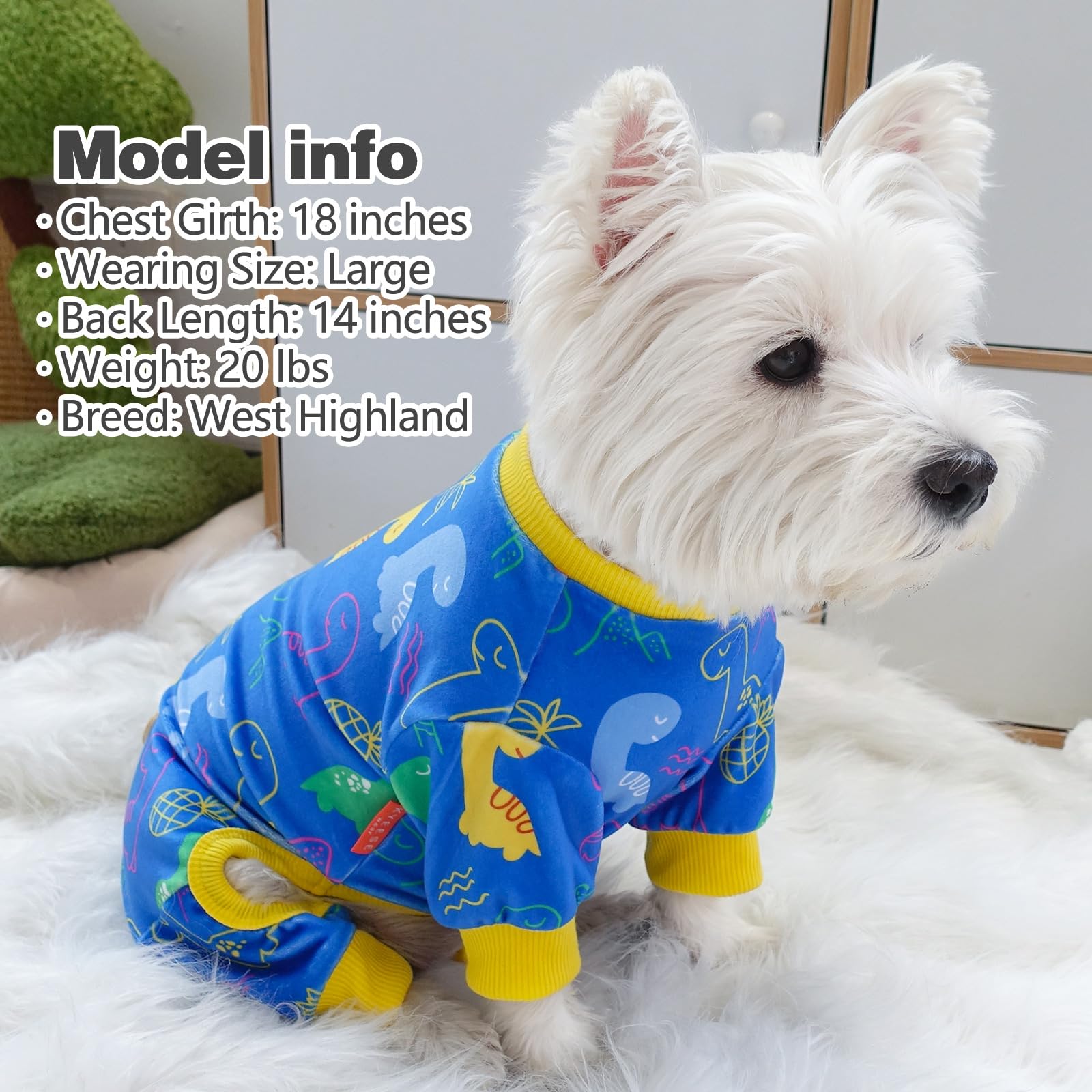KYEESE dog pajamas durable fabric withstands washes.