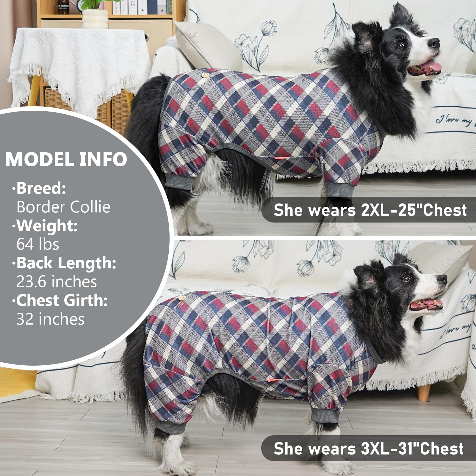 KYEESE dog pajamas gray easy-on-off design.