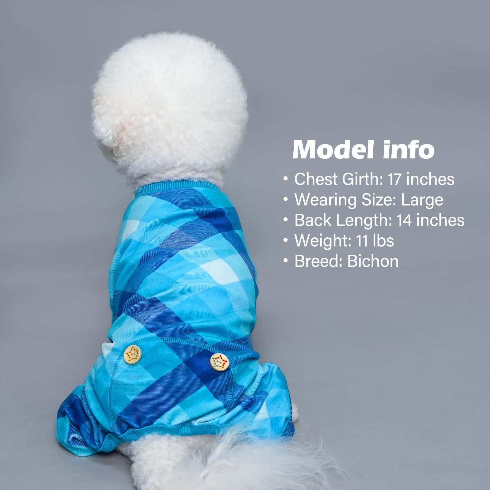 KYEESE dog pajamas plaid blue machine washable care