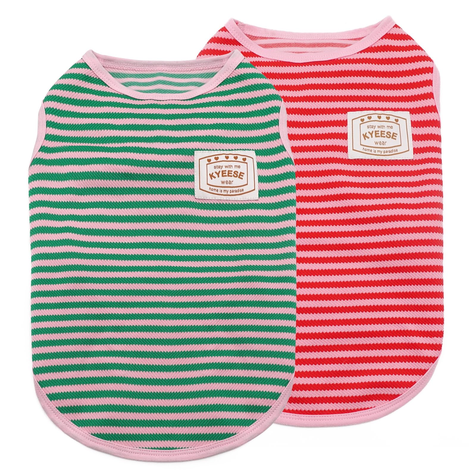 KYEESE small green striped dog shirt front view shows breathable comfort