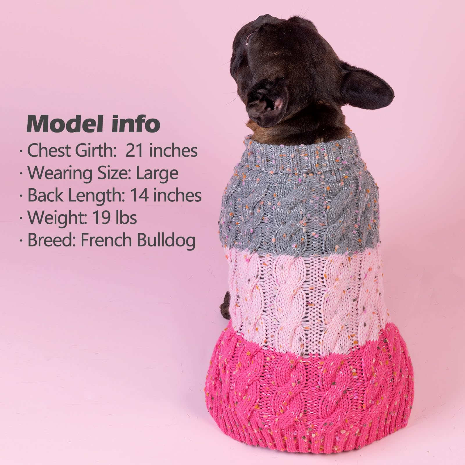 KYEESE dog sweater color block multicolor design adds vibrant style for daily wear or holidays.