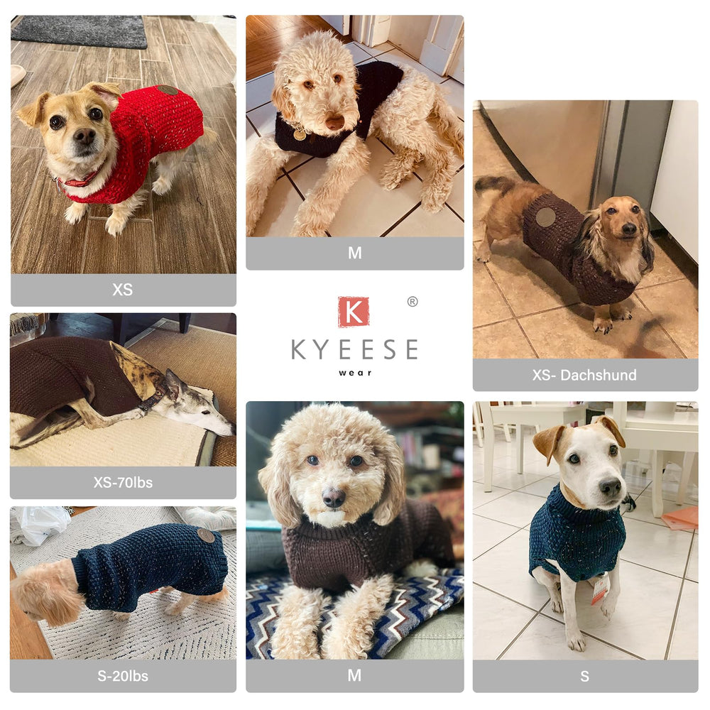 Kyeeese dog sweater size chart for accurate chest and back measurement.