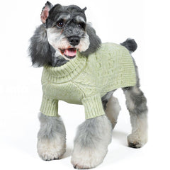 KYEESE dog sweater front view showcases soft knit warmth for small dogs in green.