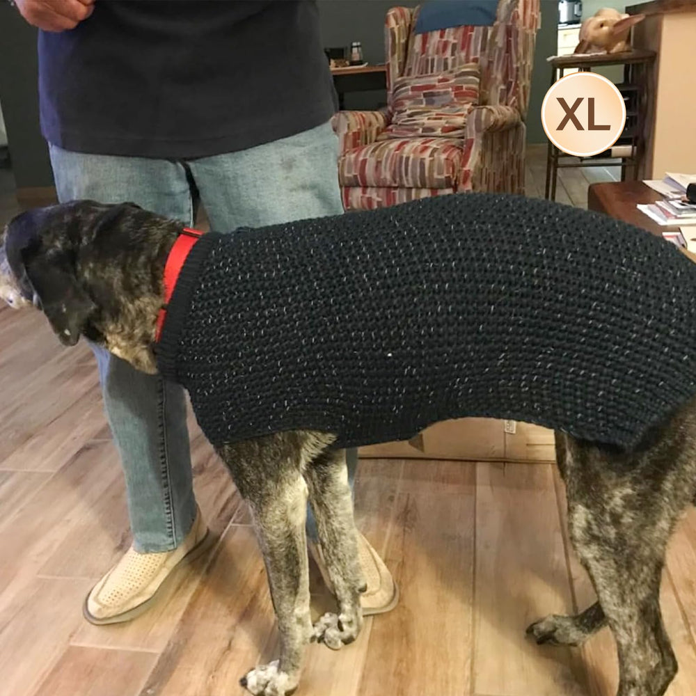 KYEESE dog sweater front view shows leash hole placement.