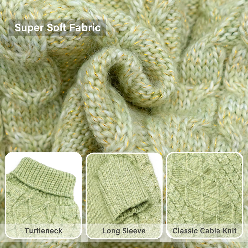 KYEESE dog sweater cable-knit detail with golden yarn adds cozy luxury.