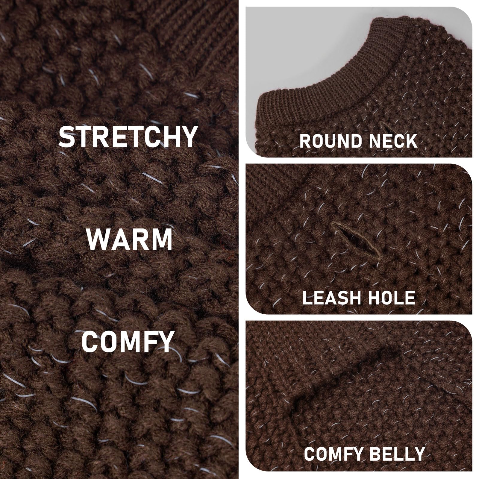 KYEESE dog sweater leash-hole for easy leash attachment on walks.