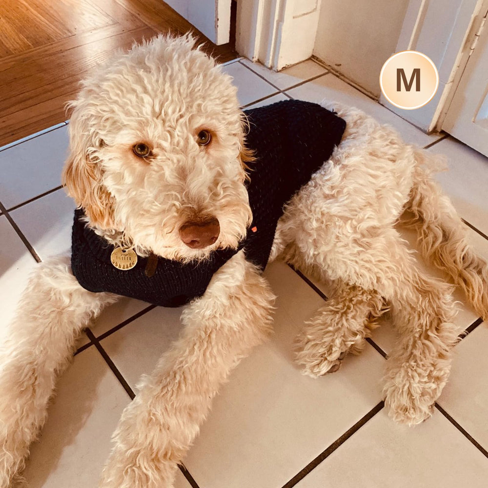 KYEESE dog sweater navy blue size chart helps choose the right size.