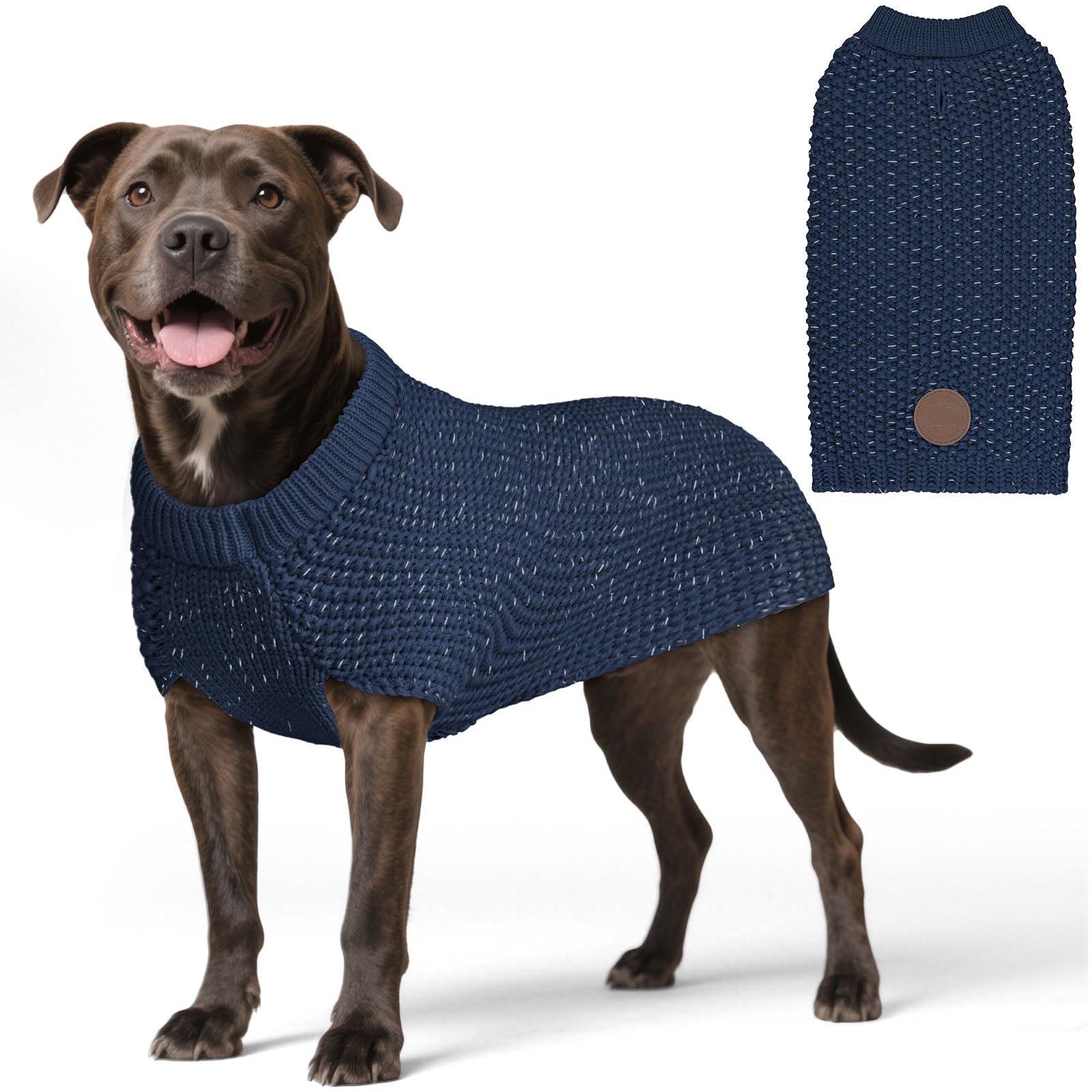KYEESE dog sweater navy-xxl thermal-knit keeps large dogs warm during winter walks