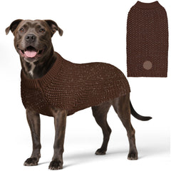 KYEESE dog sweater worn on a khaki large dog for warm cozy wear.