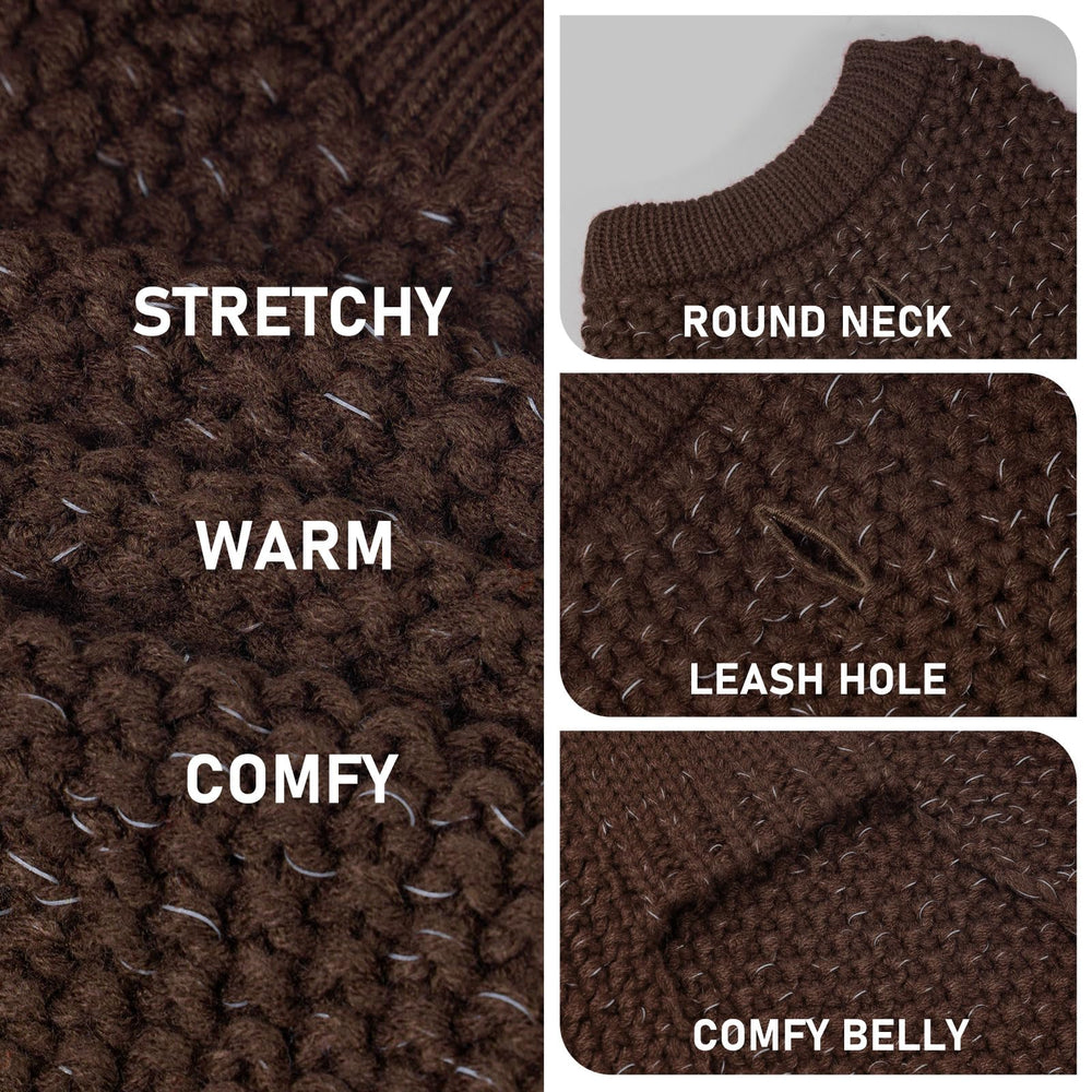 KYEESE dog sweater with reflective yarn for night visibility.