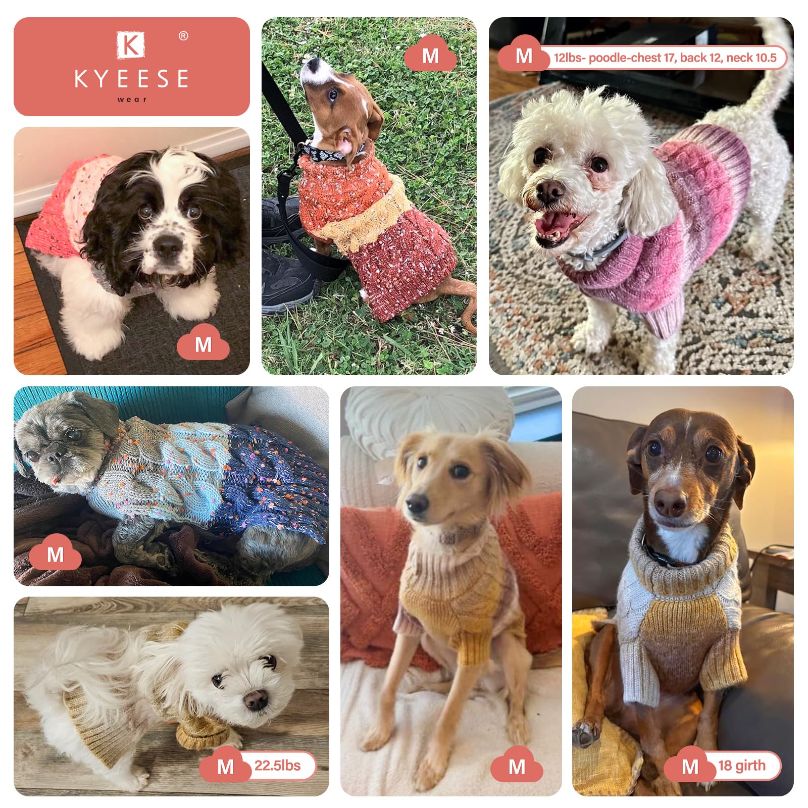 KYEESE dog sweater sleeves rolled cuff for shorter dogs