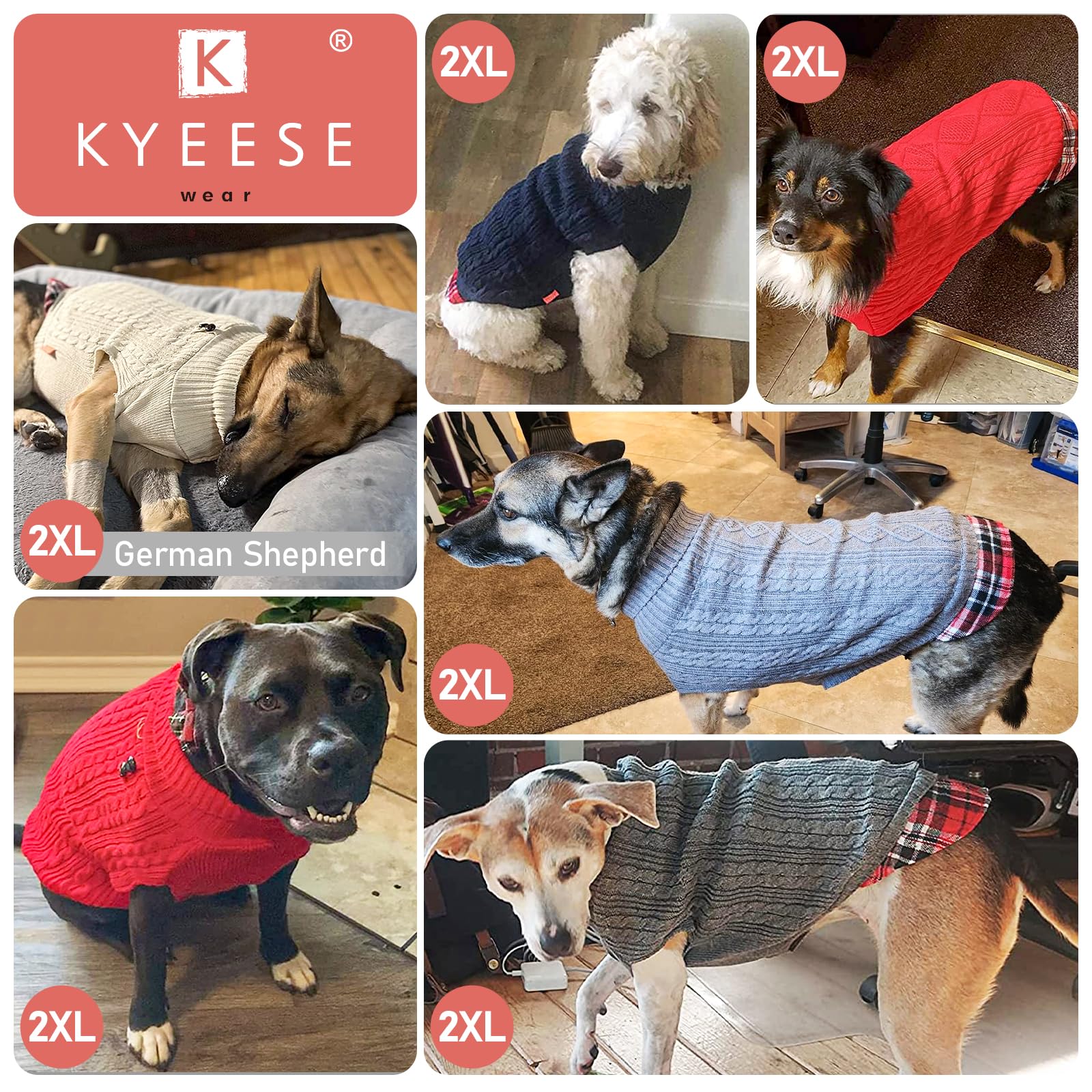 KYEESE dog sweater soft acrylic yarn gives warm, cozy feel