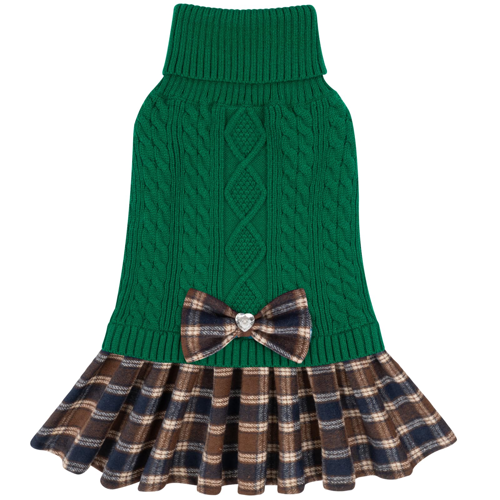 KYEESE dog sweater soft-turtleneck green keeps small dogs cozy and warm