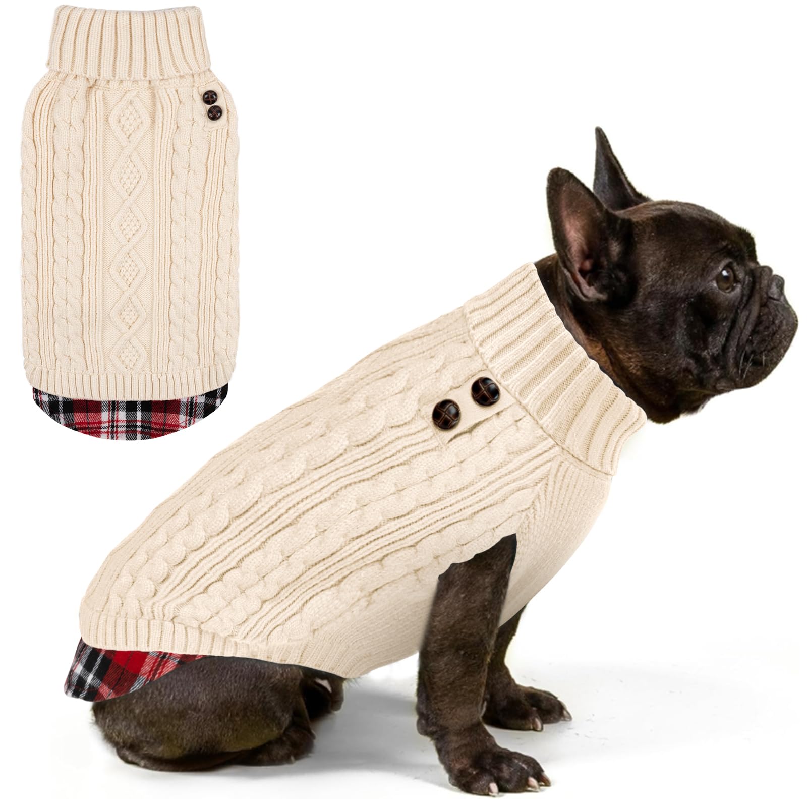 KYEESE dog sweater turtleneck close-up highlights soft stretchy knit for cozy warmth
