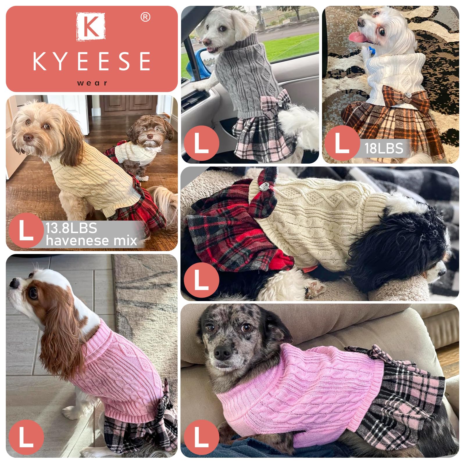 KYEESE dog sweater turtleneck soft knit offers extra warmth and mobility