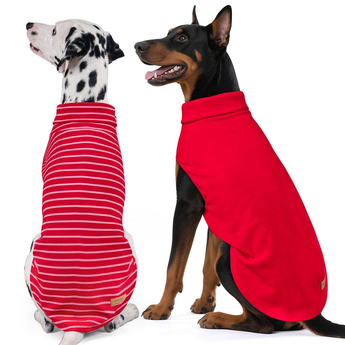 KYEESE dog sweater warm red front view shows cozy fit for winter walks