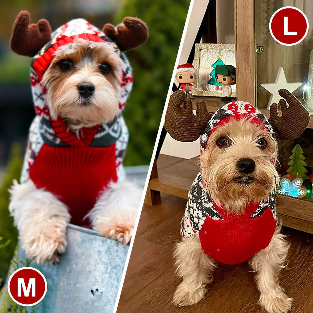 Kyeeese holiday-ready moose hood sweater capturing cute Christmas moments.
