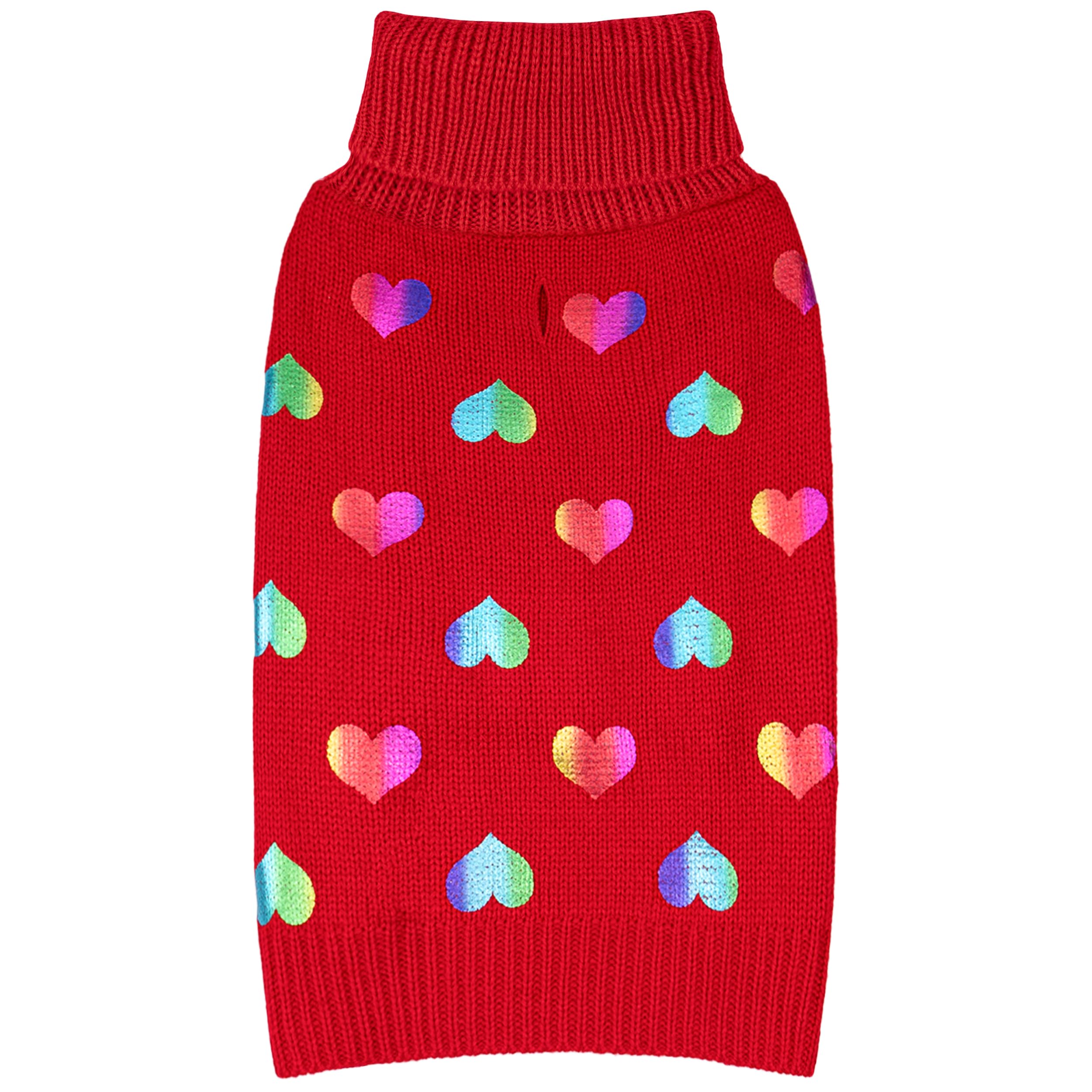 Kyeeese Valentines dog sweater front view showcases soft turtleneck warmth.