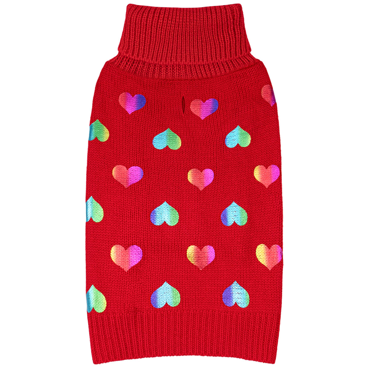 Kyeeese Valentines dog sweater front view showcases soft turtleneck warmth.