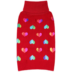Kyeeese Valentines dog sweater front view showcases soft turtleneck warmth.