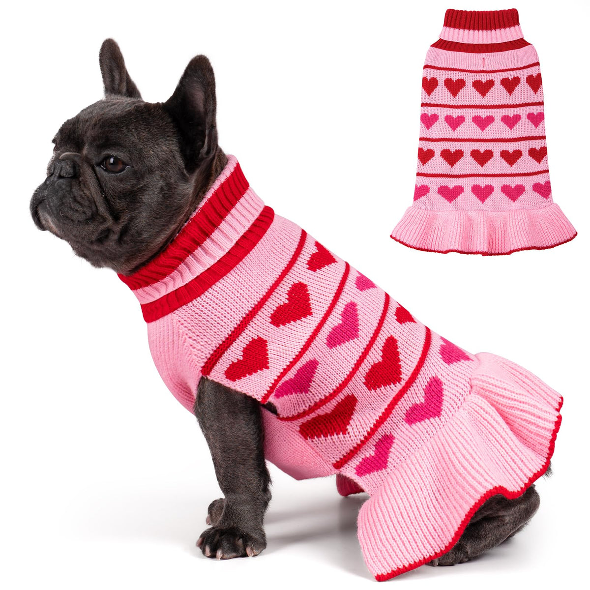 KYEESE Valentines dog sweater heart pattern for festive warmth