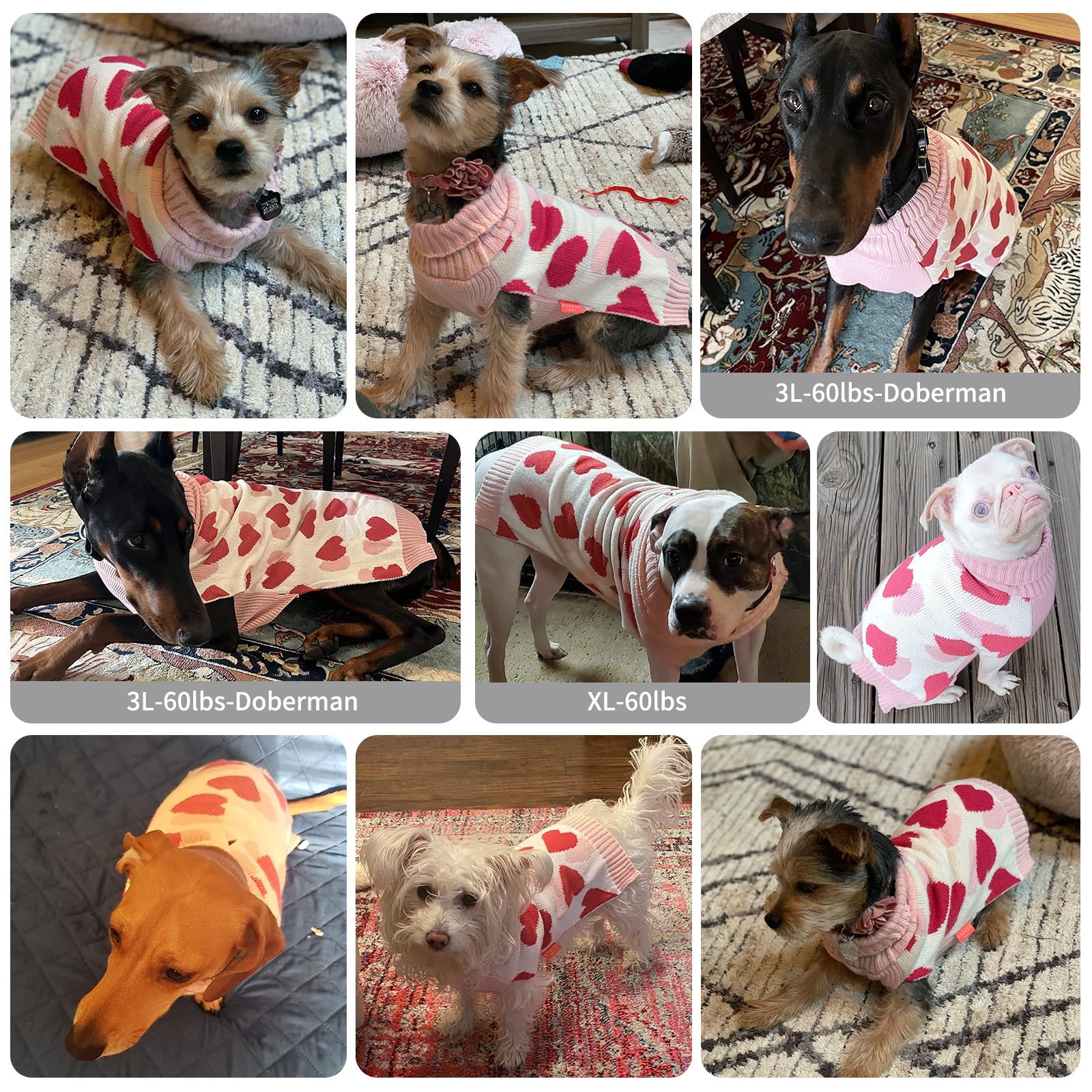 KYEESE Valentines dog sweater stretchy fabric supports easy on/off for active pups